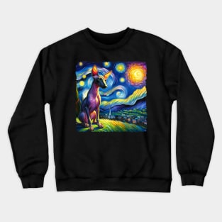 Starry xoloitzcuintli Dog Portrait - Pet Portrait Crewneck Sweatshirt